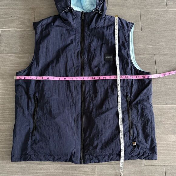 BOSS Camilo Gilet Reversible Waterproof Hooded Puffer Vest Golf Logo Size 36 R S - Picture 15 of 16